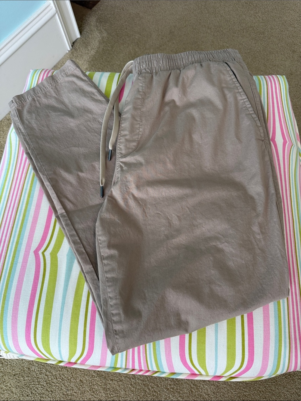 Men's Drawstring Chino Pants in Taupe